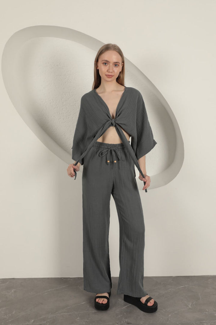 KKT Women's Wide Leg Trousers-Anthracite - Frankenthal