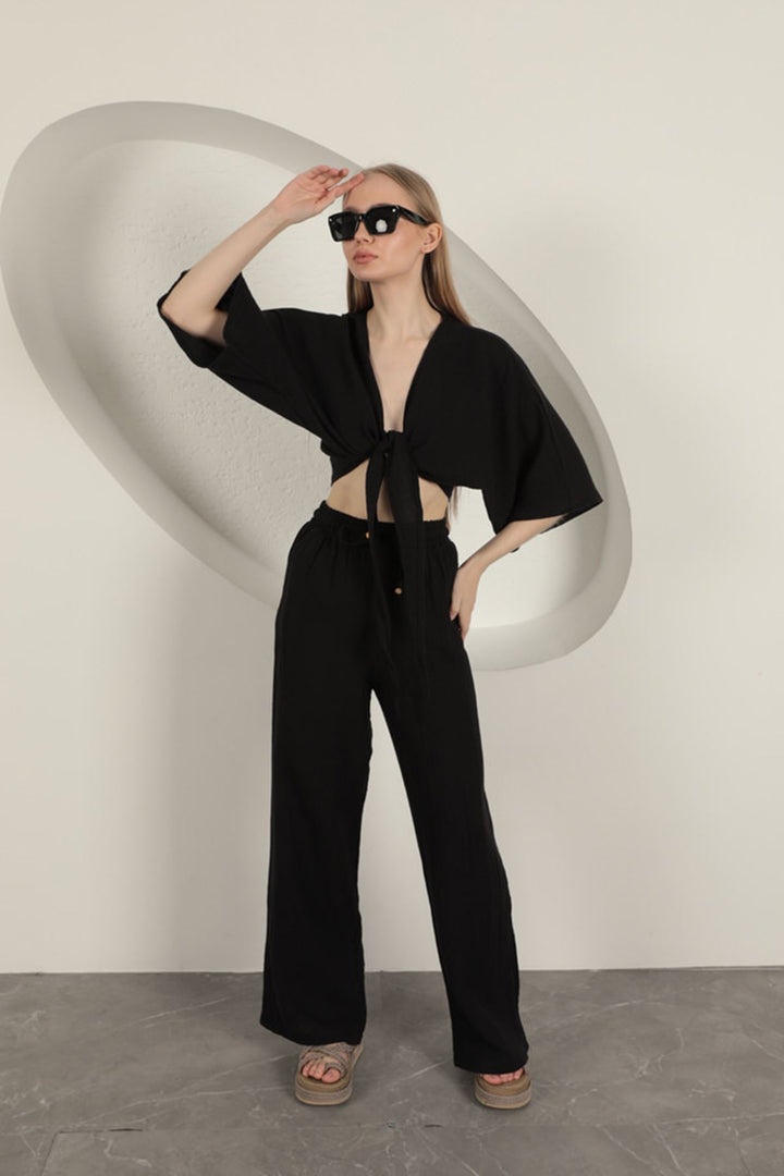 KKT Wide Leg Women's Trousers-Black - Matosinhos