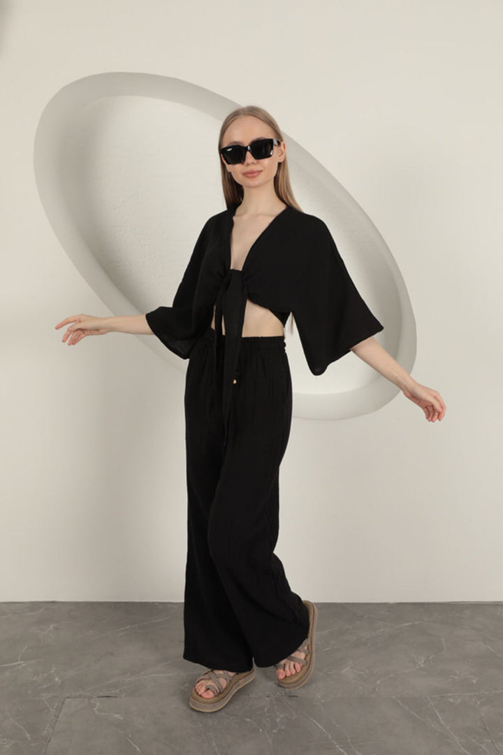 KKT Wide Leg Women's Trousers-Black - Matosinhos
