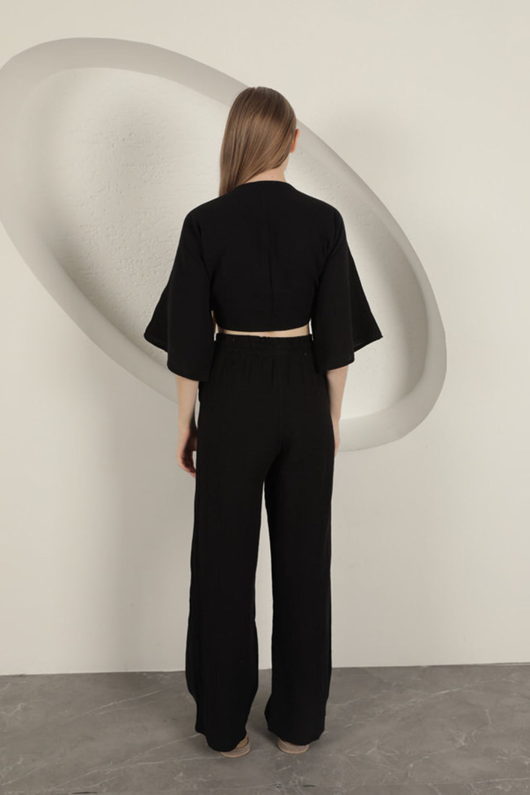 KKT Wide Leg Women's Trousers-Black - Matosinhos