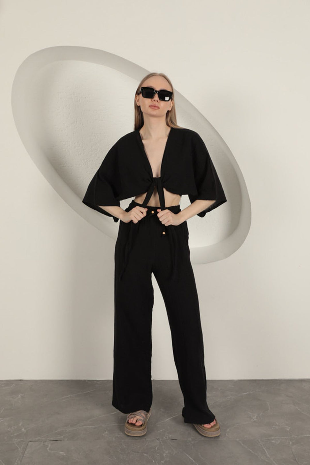 KKT Wide Leg Women's Trousers-Black - Matosinhos