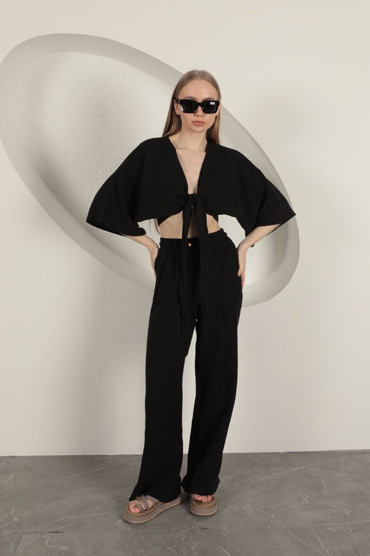 KKT Wide Leg Women's Trousers-Black - Matosinhos