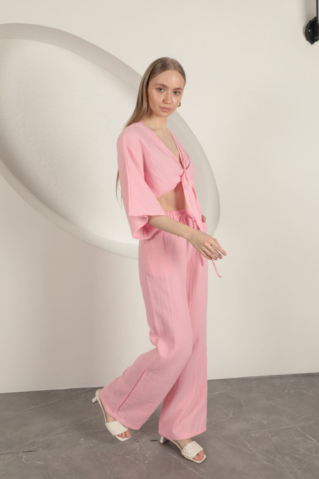 KKT Women's Wide Leg Trousers-Pink - Sparks