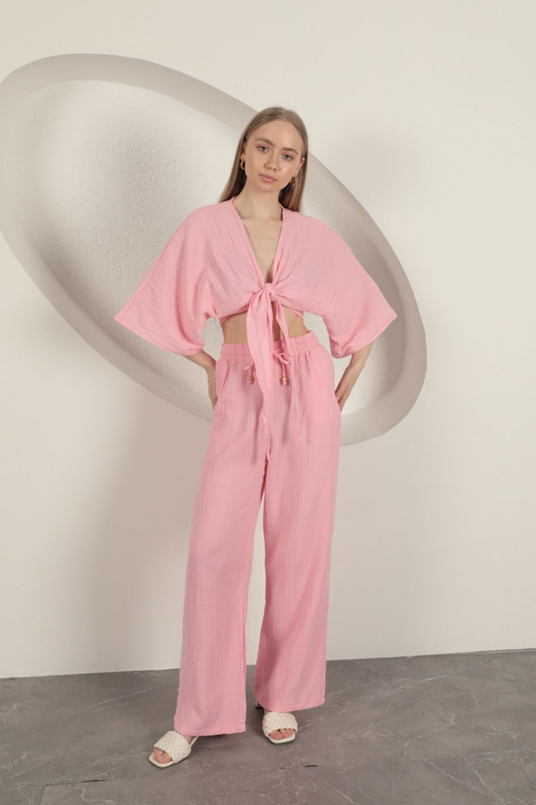 KKT Women's Wide Leg Trousers-Pink - Sparks