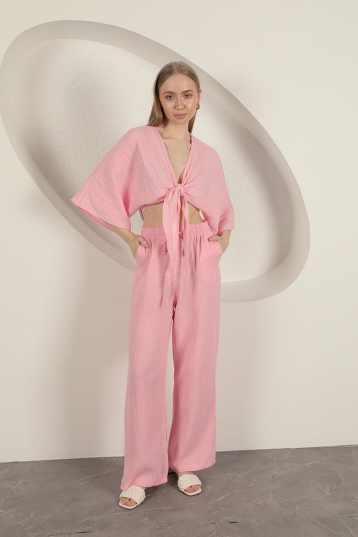KKT Women's Wide Leg Trousers-Pink - Sparks