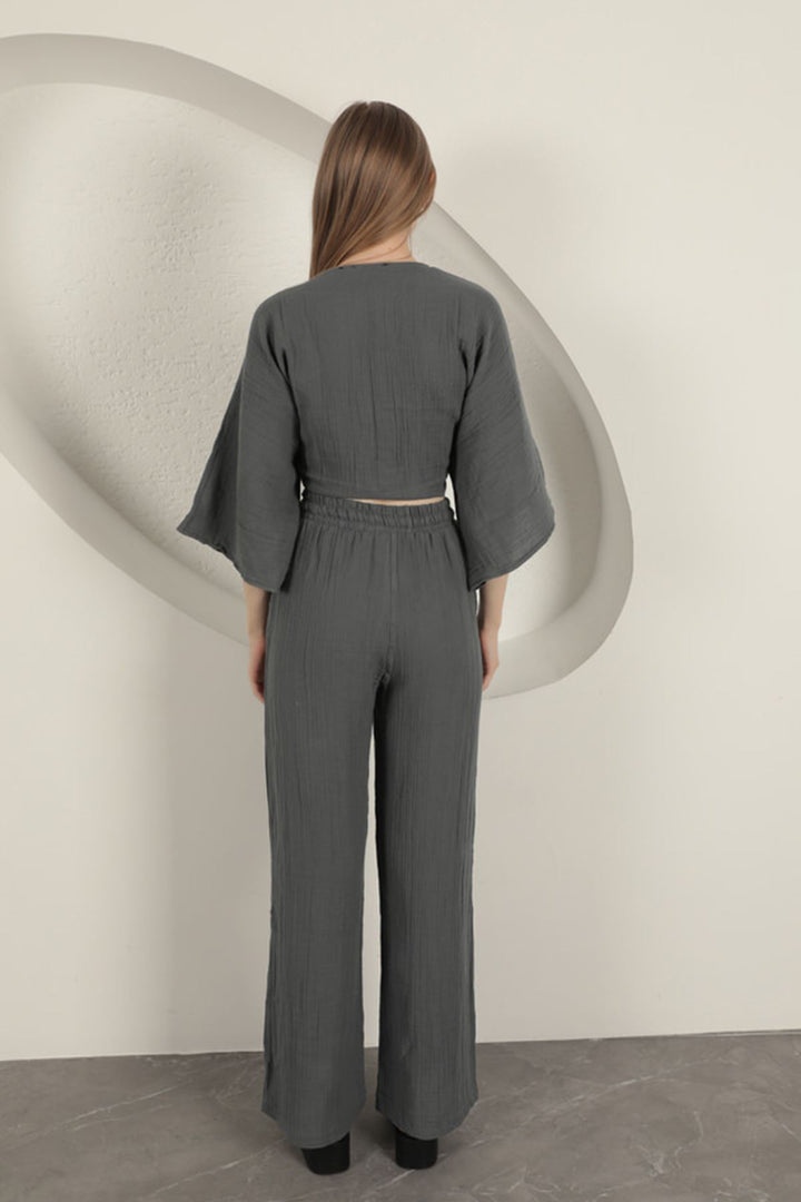 KKT Muslin Fabric Kimono-Anthracite - Sayula