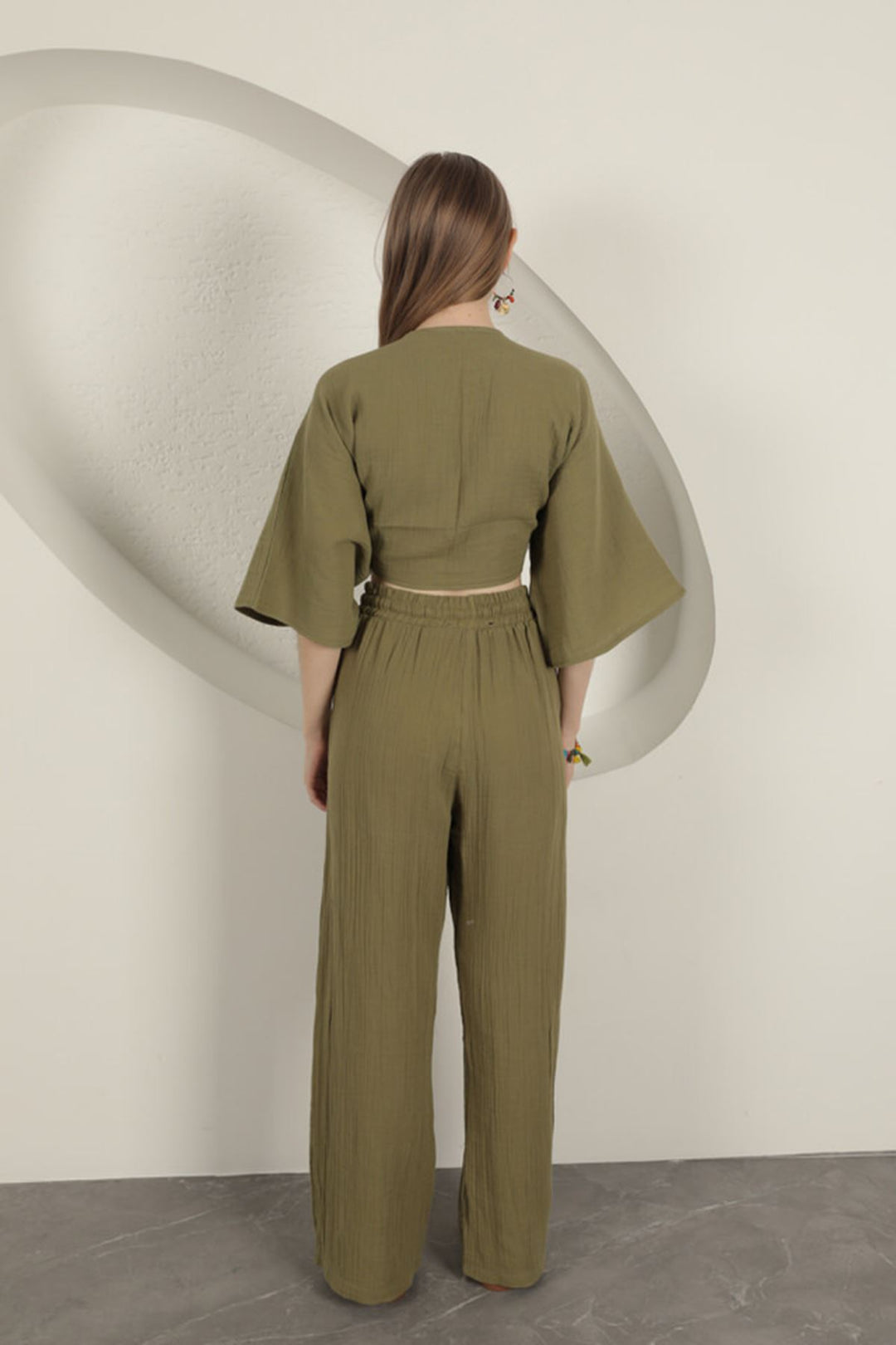 KKT Muslin Fabric Kimono-Khaki - Ahrensburg