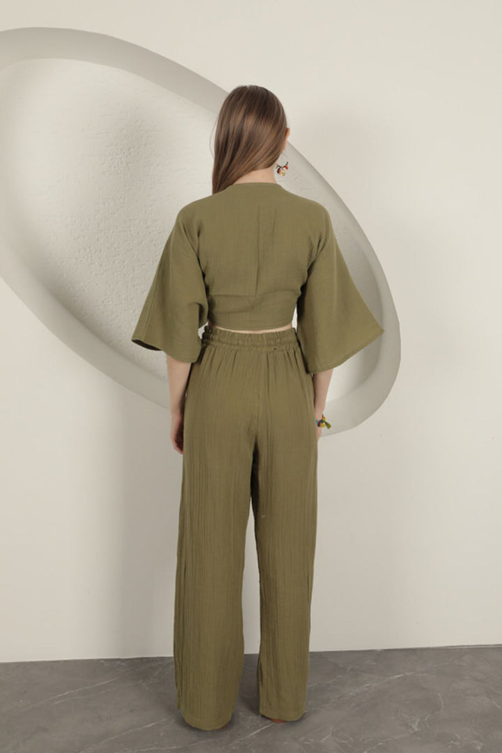KKT Muslin Fabric Kimono-Khaki - Ahrensburg
