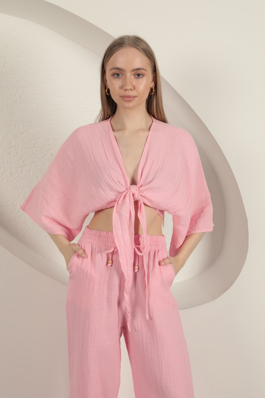 KKT Muslin Fabric Kimono-Pink - Dalton