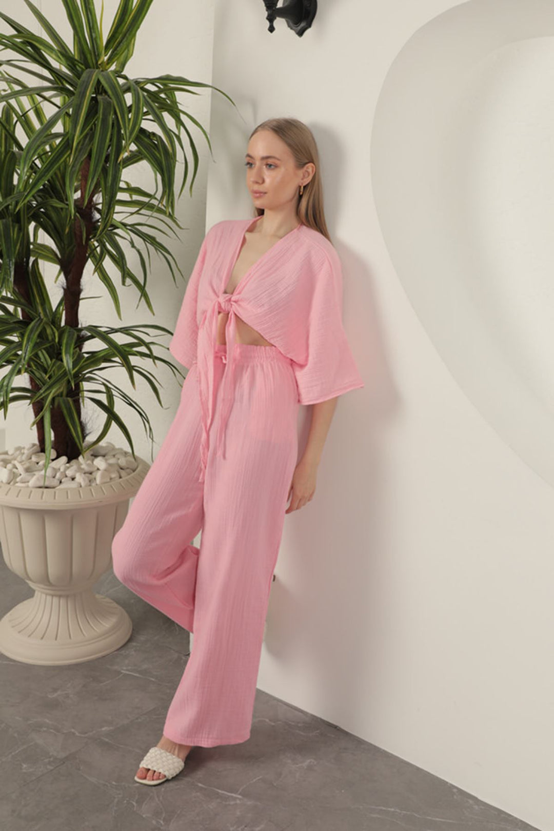 KKT Muslin Fabric Kimono-Pink - Dalton