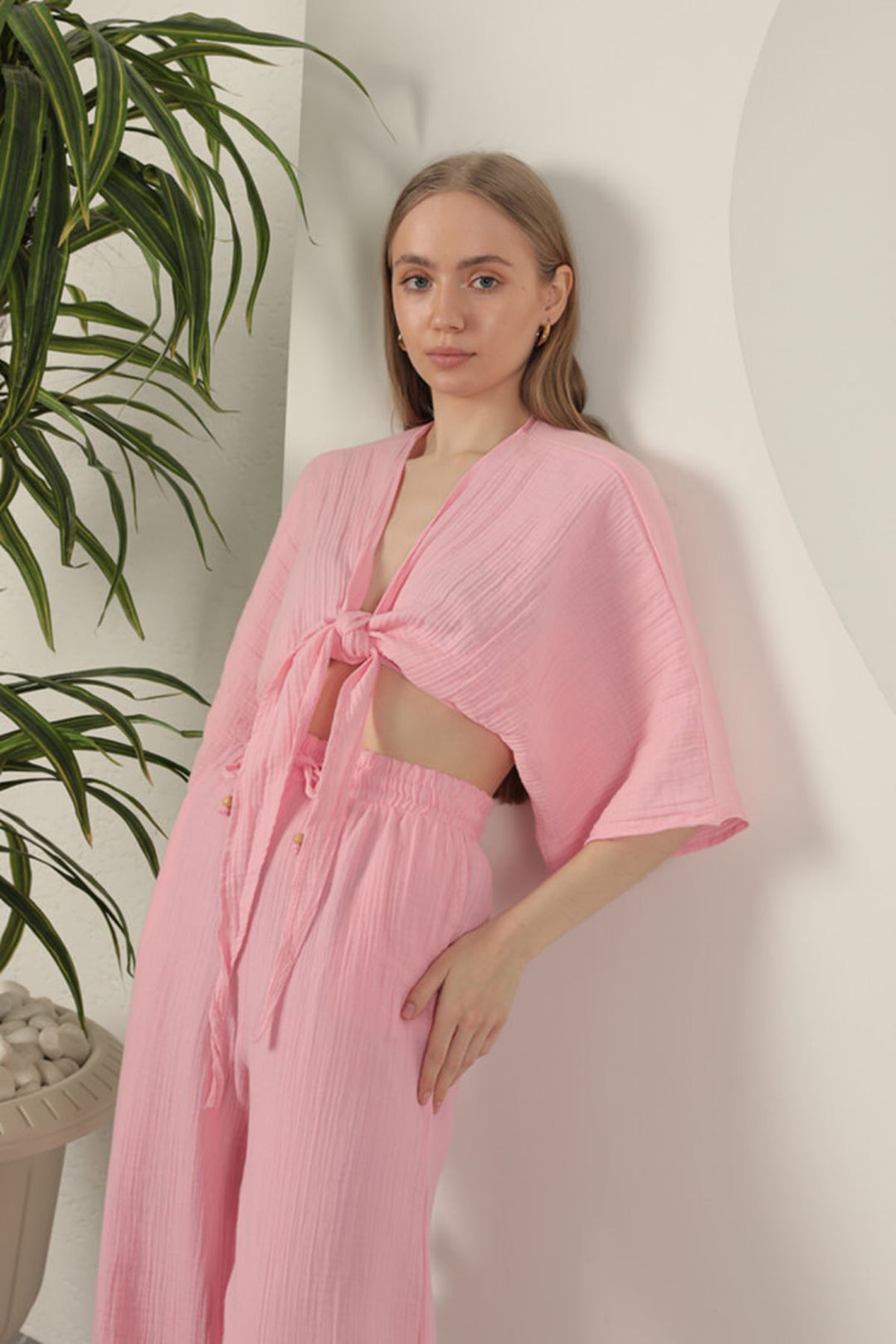 KKT Muslin Fabric Kimono-Pink - Dalton