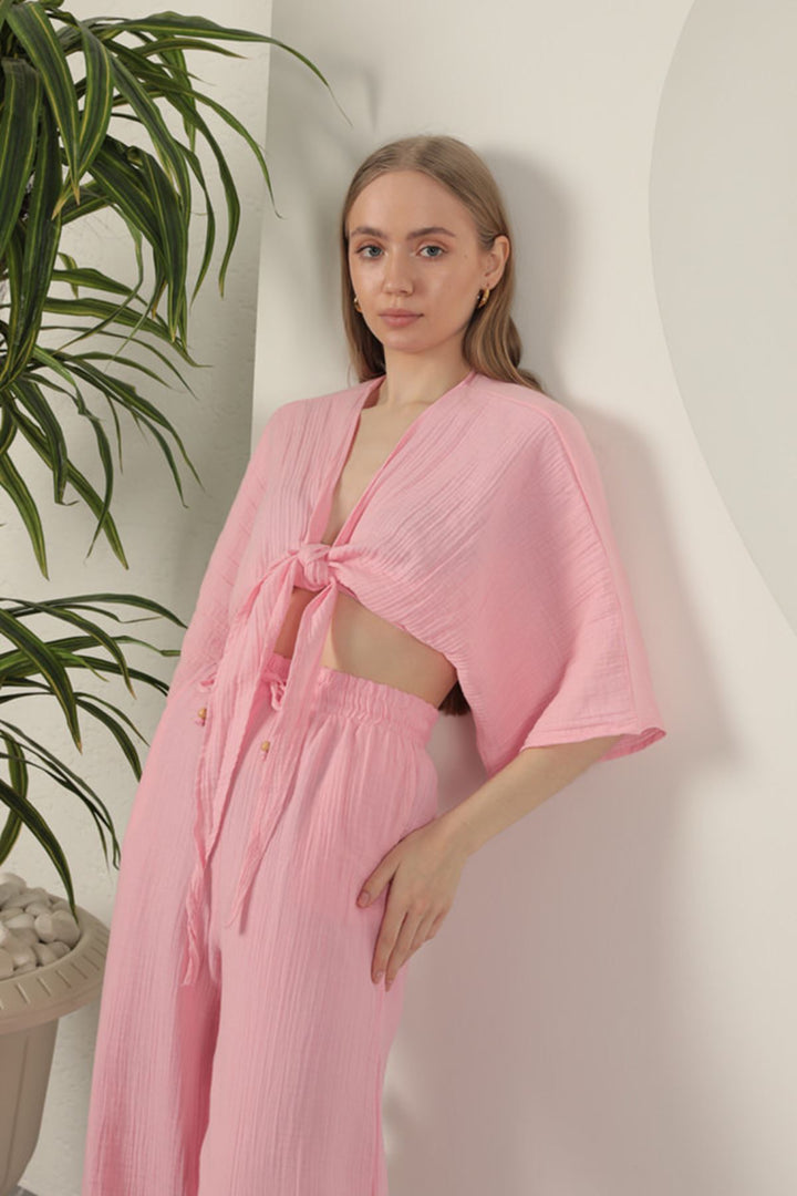 KKT Muslin Fabric Kimono-Pink - Dalton