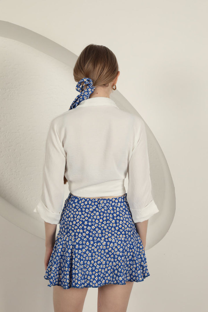 KKT Daisy Pattern Short Skirt-Sax - Papenburg