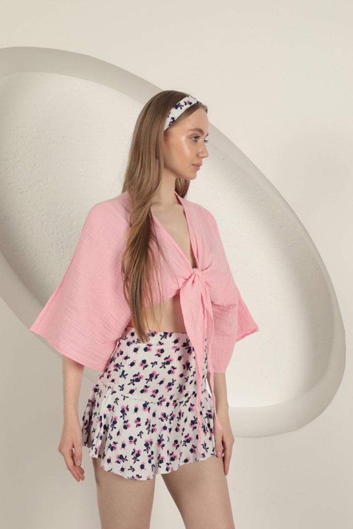 KKT Flower Pattern Short Skirt-Fuchsia - Eastpointe