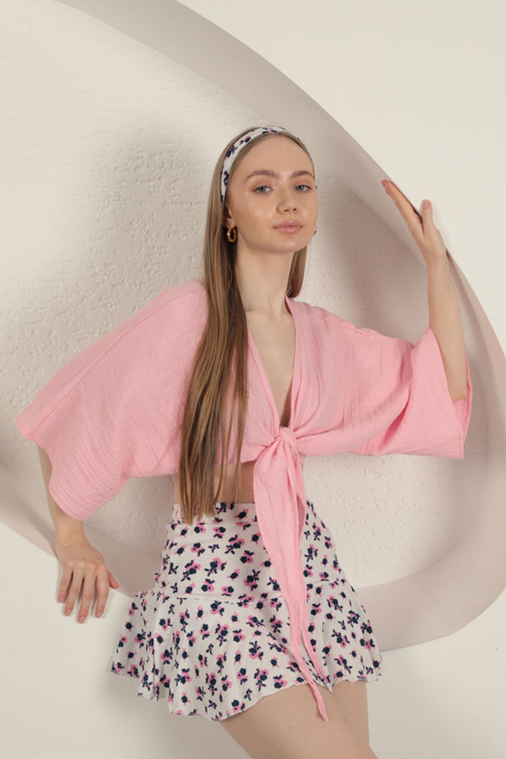 KKT Flower Pattern Short Skirt-Fuchsia - Eastpointe