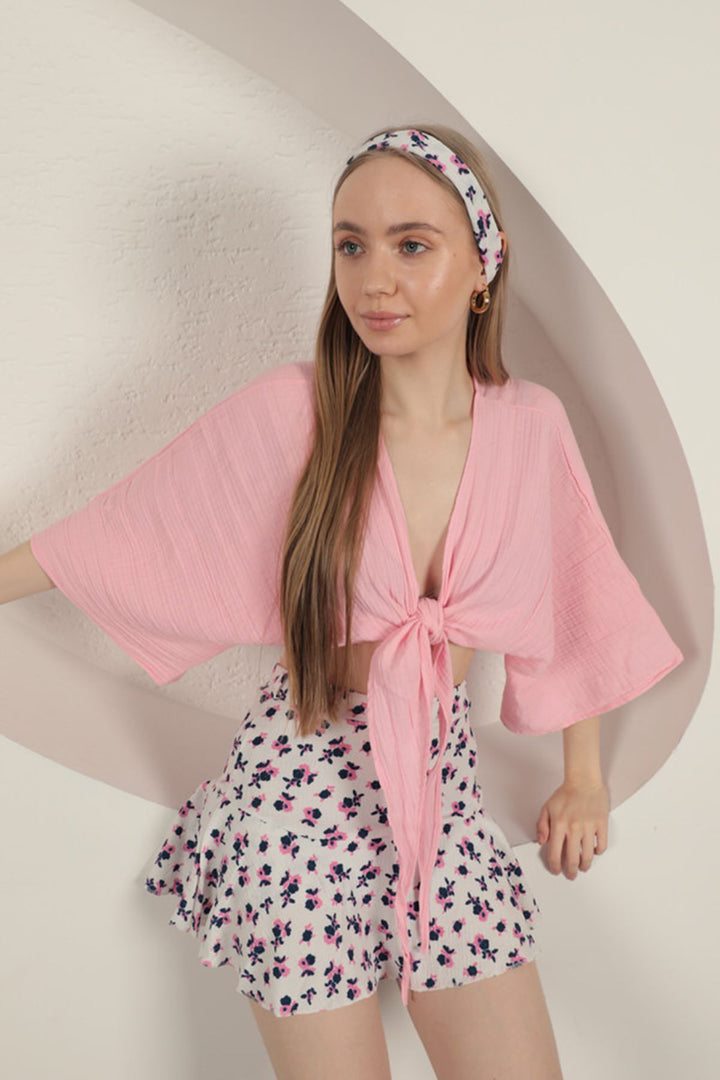 KKT Flower Pattern Short Skirt-Fuchsia - Eastpointe