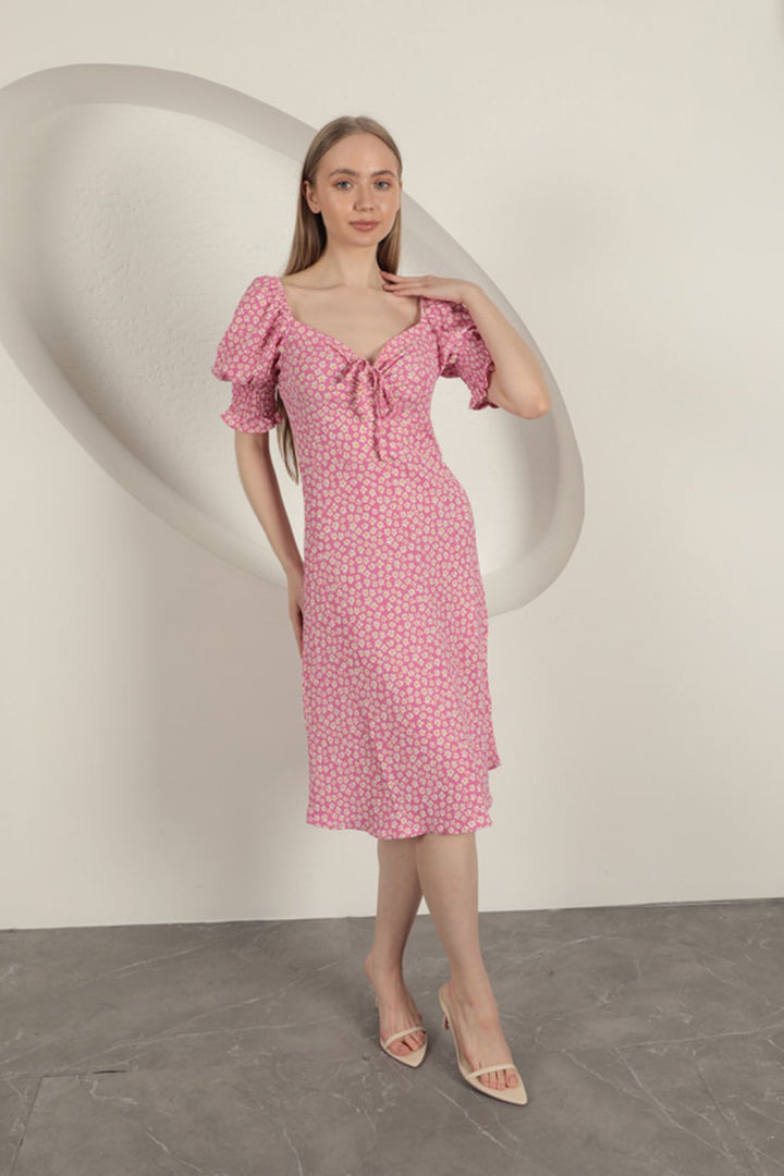 KKT Crepe Sleeve Gipel Dress-Fuchsia - Ourense