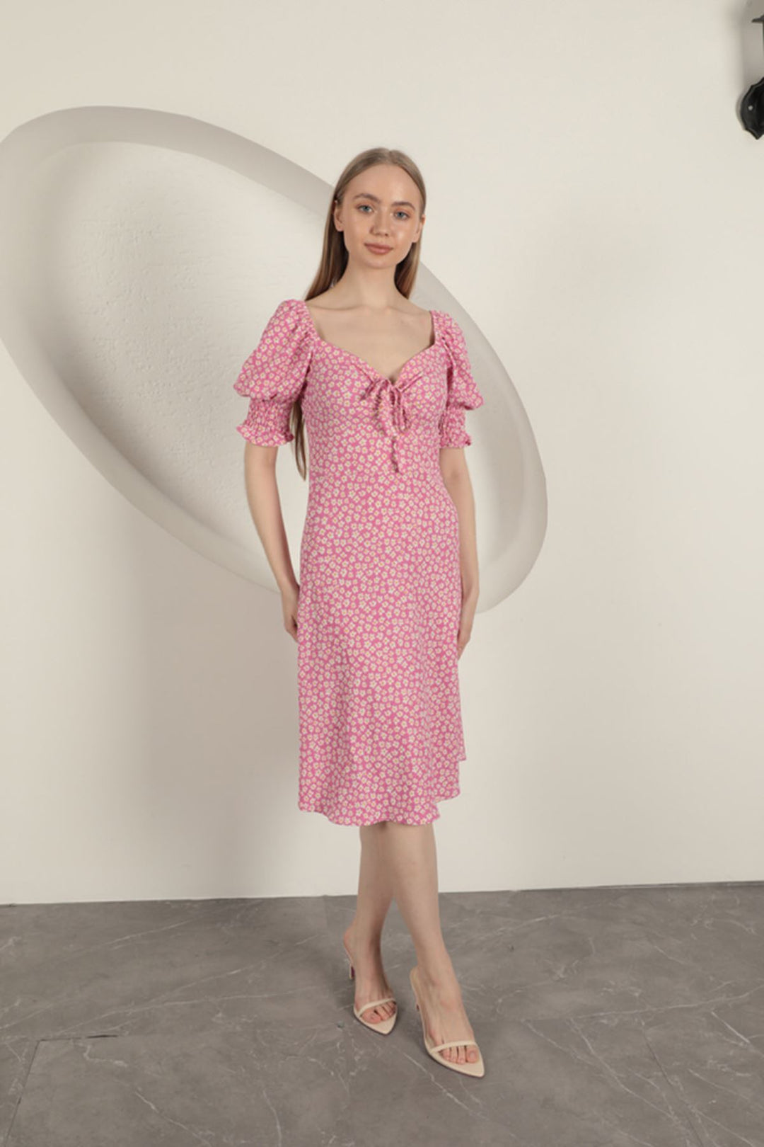 KKT Crepe Sleeve Gipel Dress-Fuchsia - Ourense