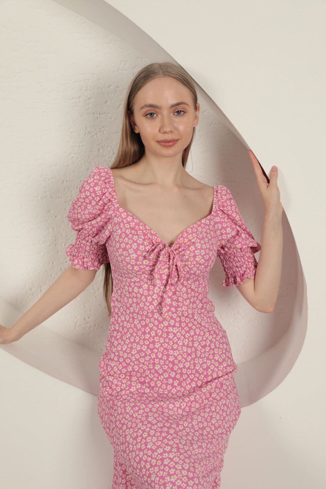 KKT Crepe Sleeve Gipel Dress-Fuchsia - Ourense