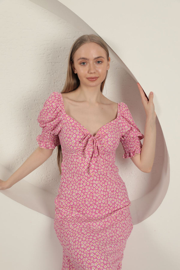 KKT Crepe Sleeve Gipel Dress-Fuchsia - Ourense