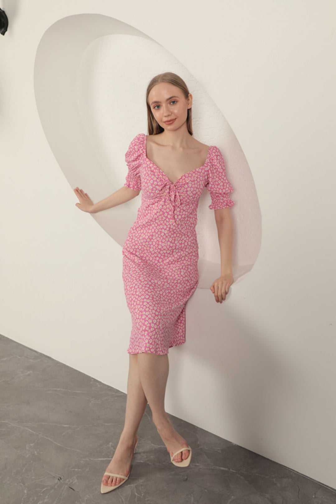 KKT Crepe Sleeve Gipel Dress-Fuchsia - Ourense