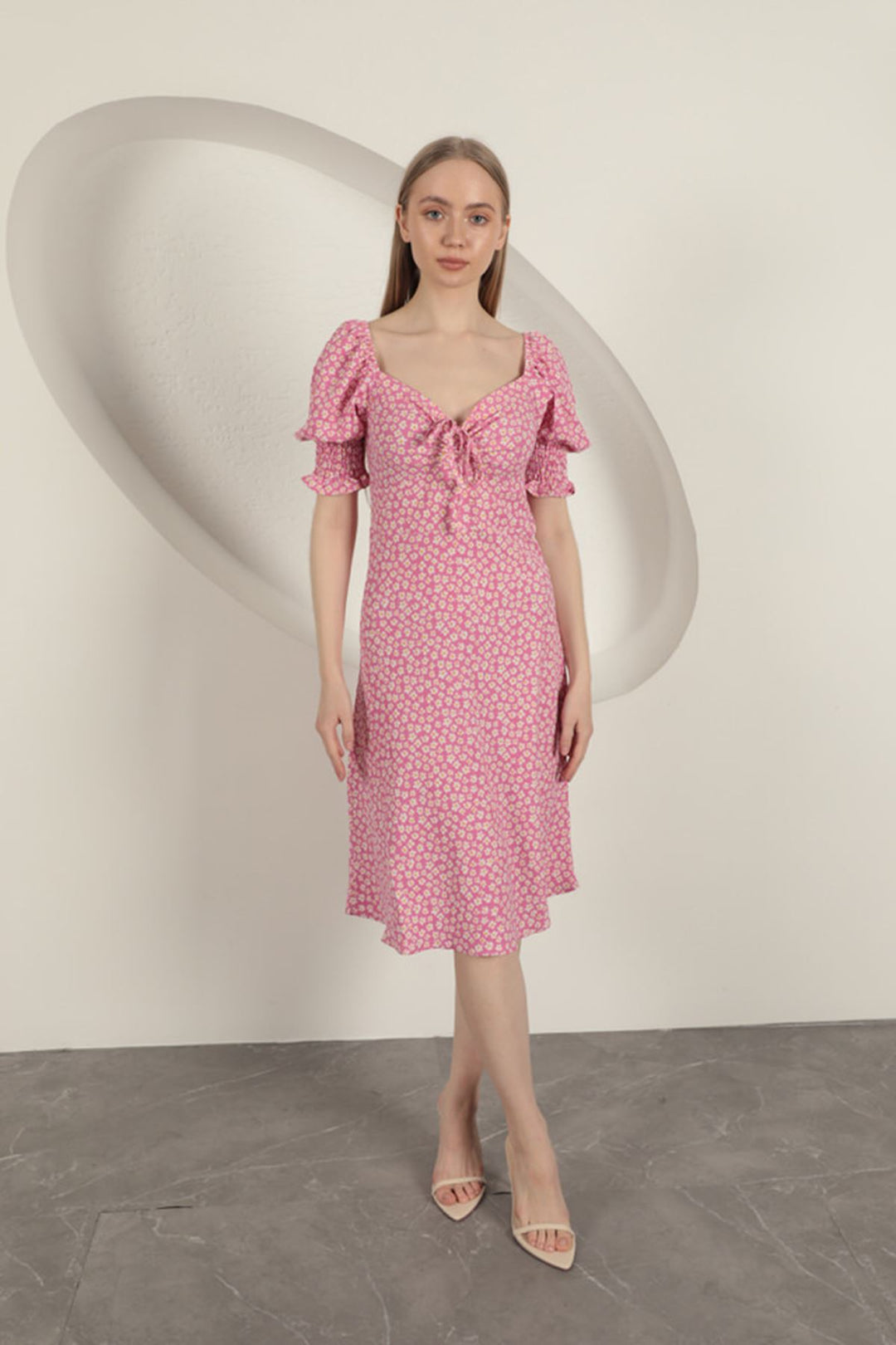 KKT Crepe Sleeve Gipel Dress-Fuchsia - Ourense