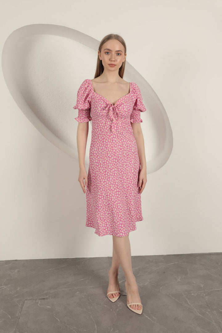 KKT Crepe Sleeve Gipel Dress-Fuchsia - Ourense