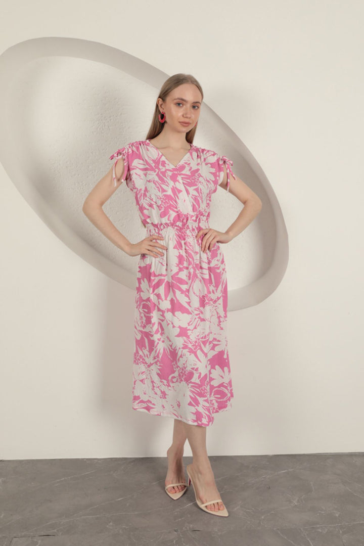 KKT Shoulder Pleated Dress-Fuchsia - Jeffersonville