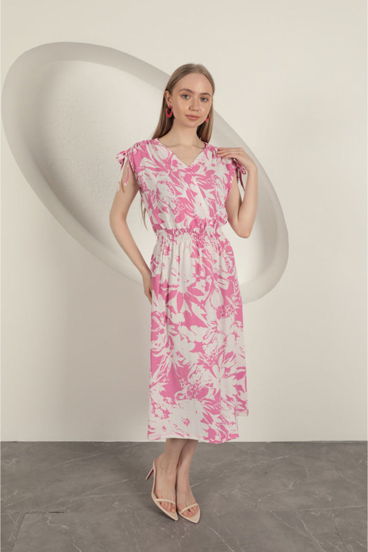 KKT Shoulder Pleated Dress-Fuchsia - Jeffersonville