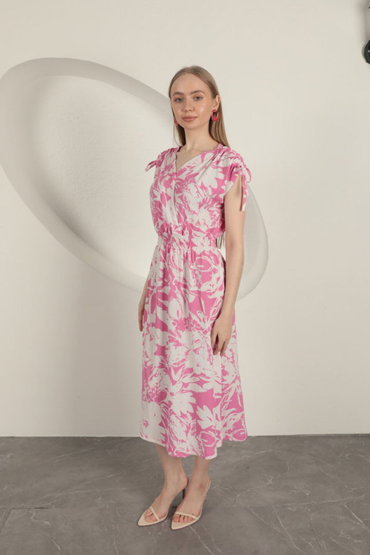 KKT Shoulder Pleated Dress-Fuchsia - Jeffersonville