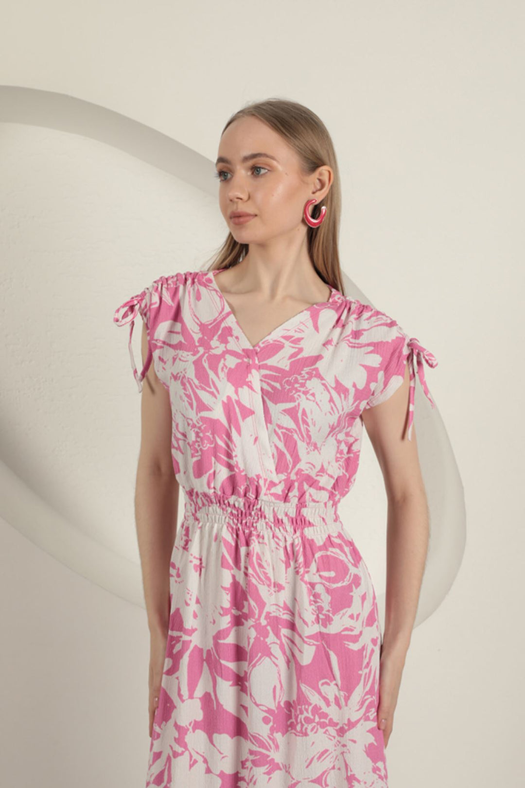 KKT Shoulder Pleated Dress-Fuchsia - Jeffersonville