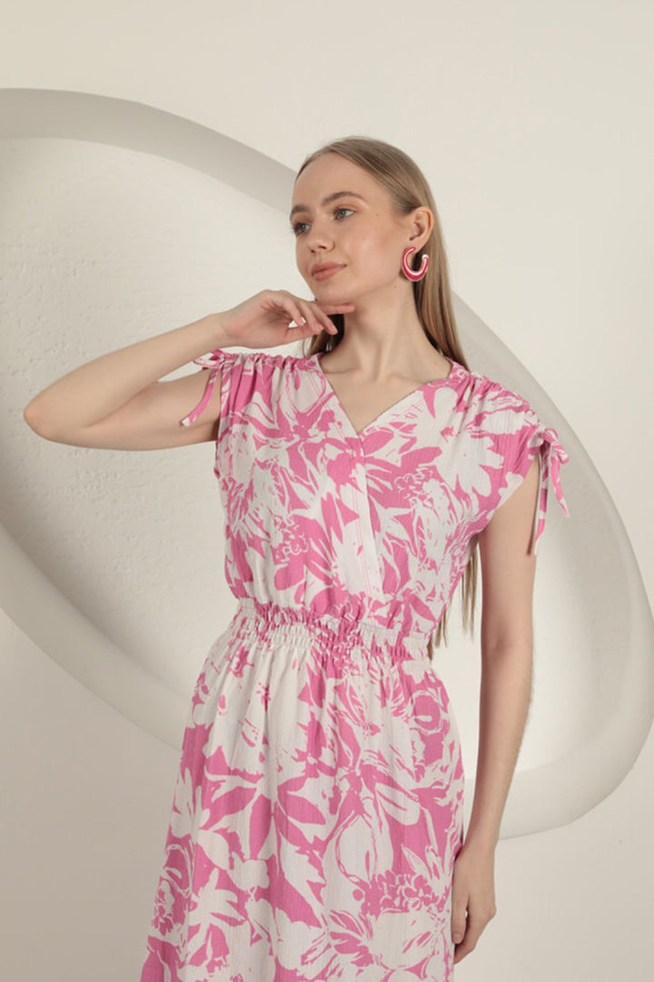 KKT Shoulder Pleated Dress-Fuchsia - Jeffersonville