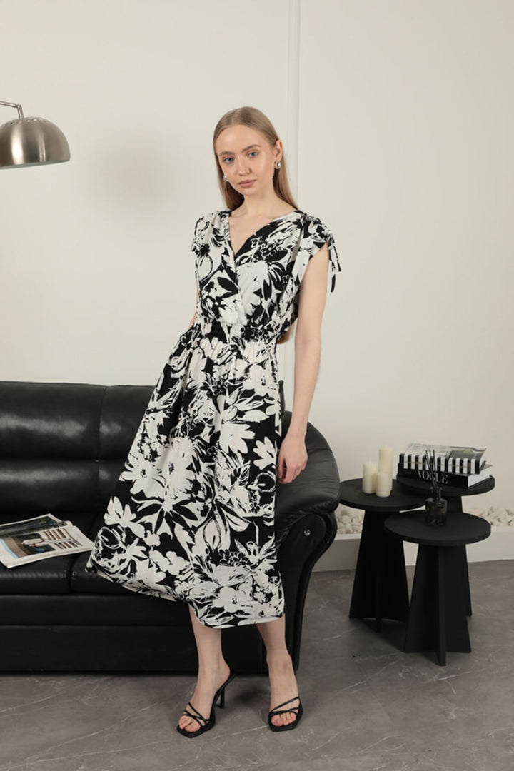 KKT Shoulder Pleated Dress-Black - Jeffersonville
