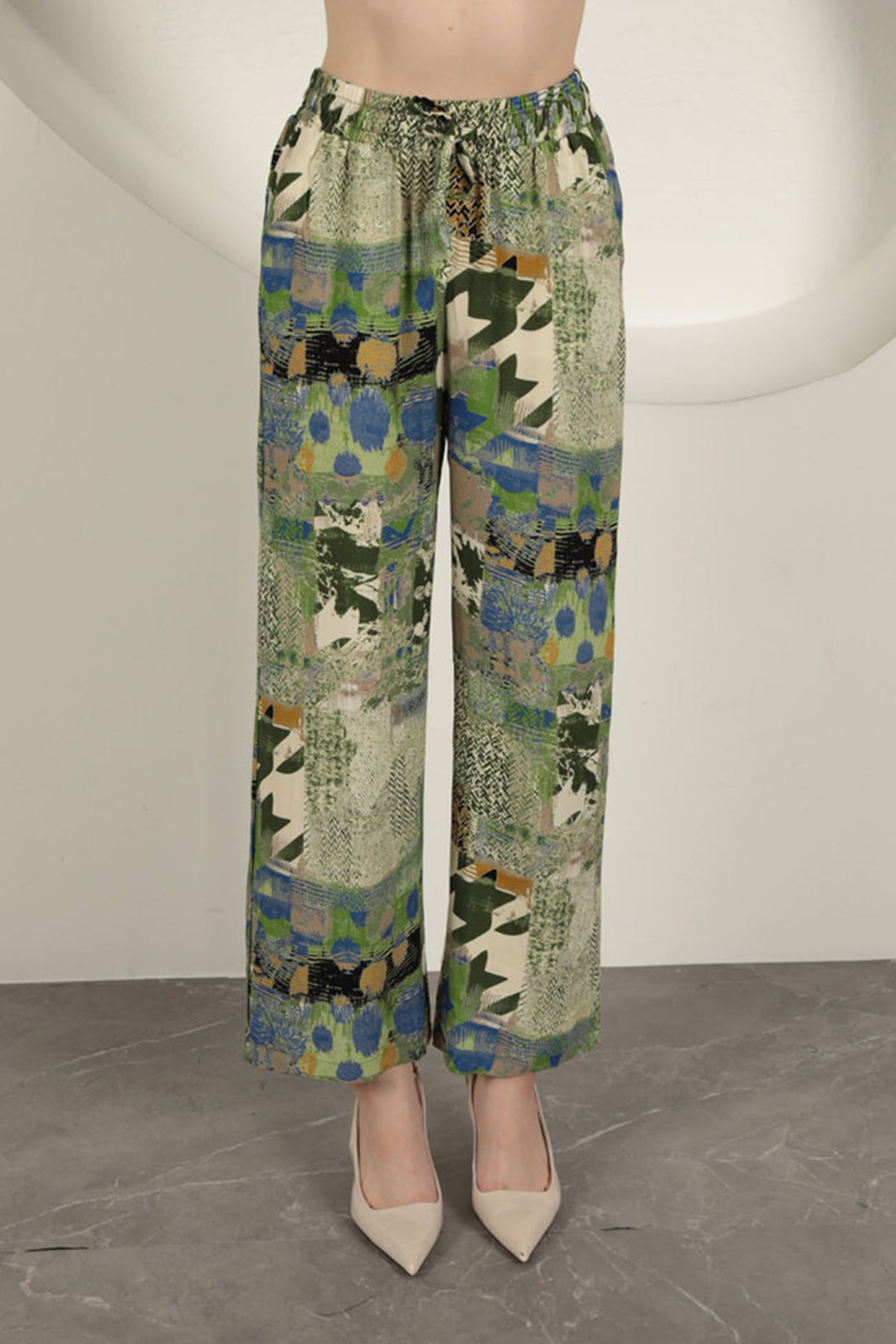 KKT Viscose Fabric Wide Women's Trousers-Green - Osnabrück