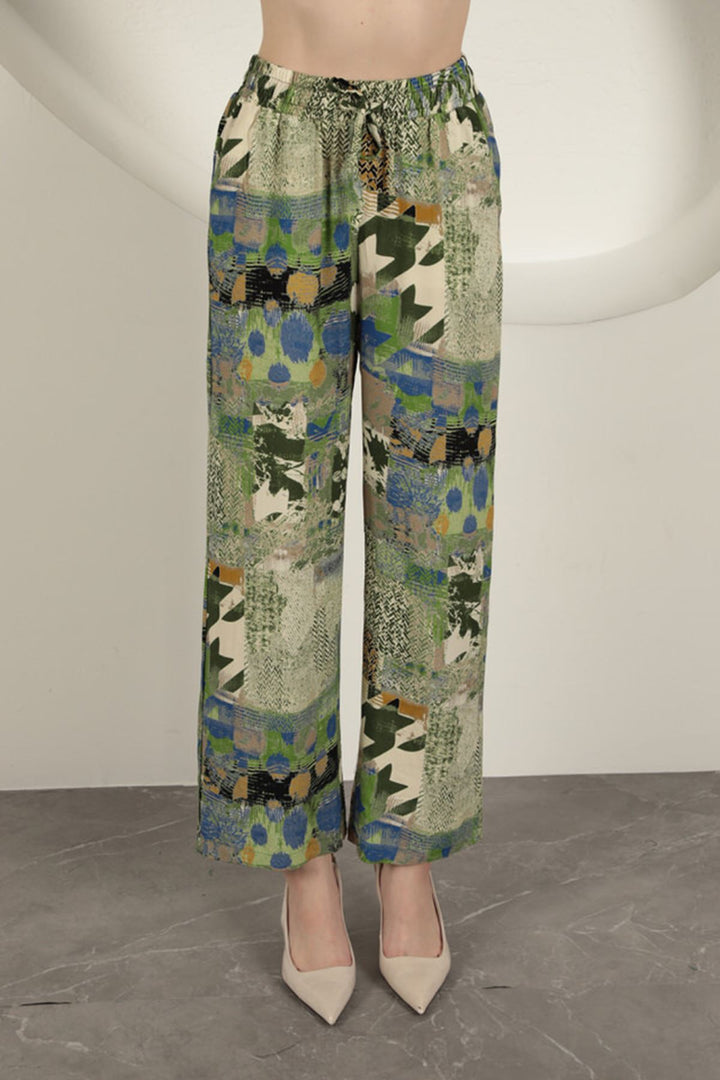 KKT Viscose Fabric Wide Women's Trousers-Green - Osnabrück