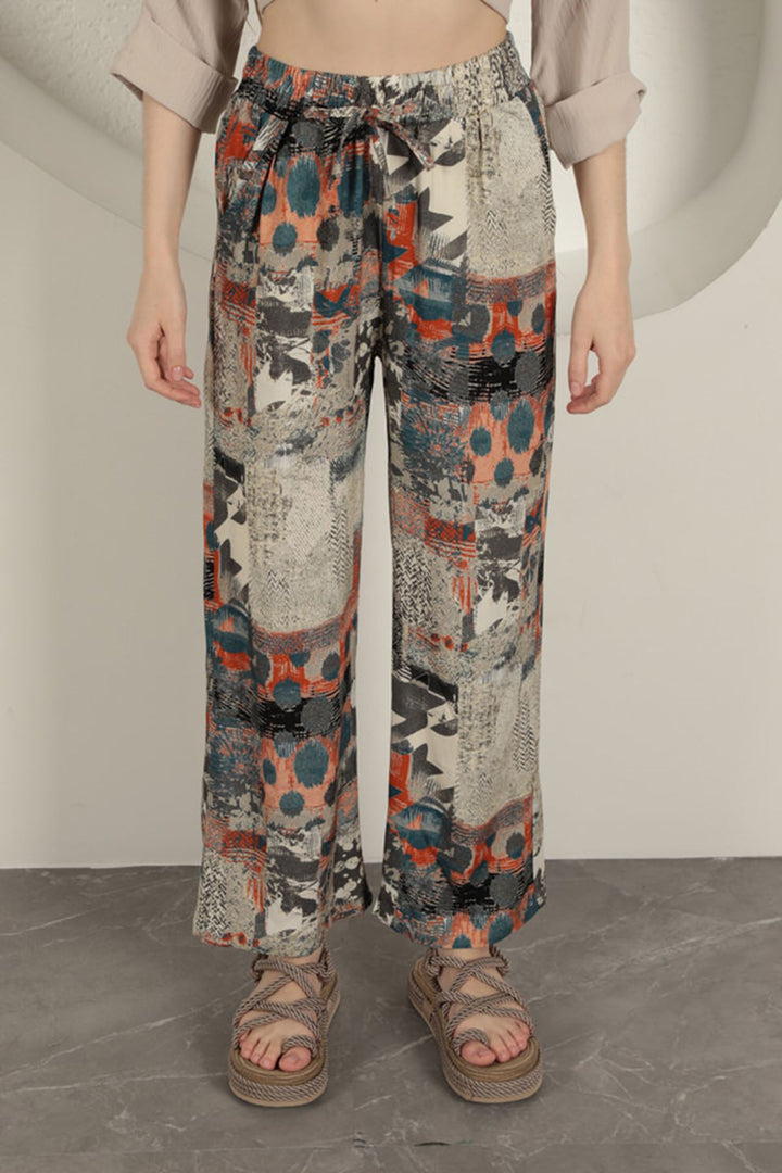 KKT Viscose Fabric Wide Women's Trousers-Beige - Etten-Leur