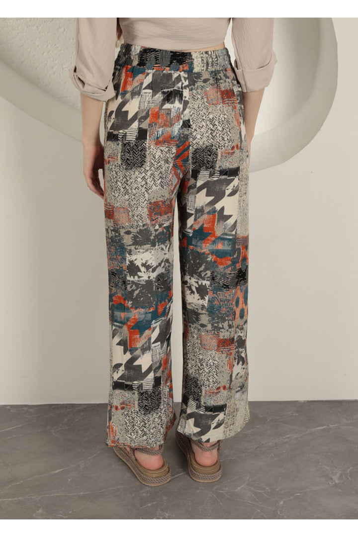 KKT Viscose Fabric Wide Women's Trousers-Beige - Etten-Leur