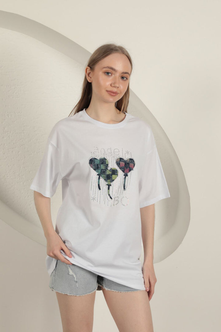 KKT Stone Printed Women's T-Shirt-White - Schorndorf
