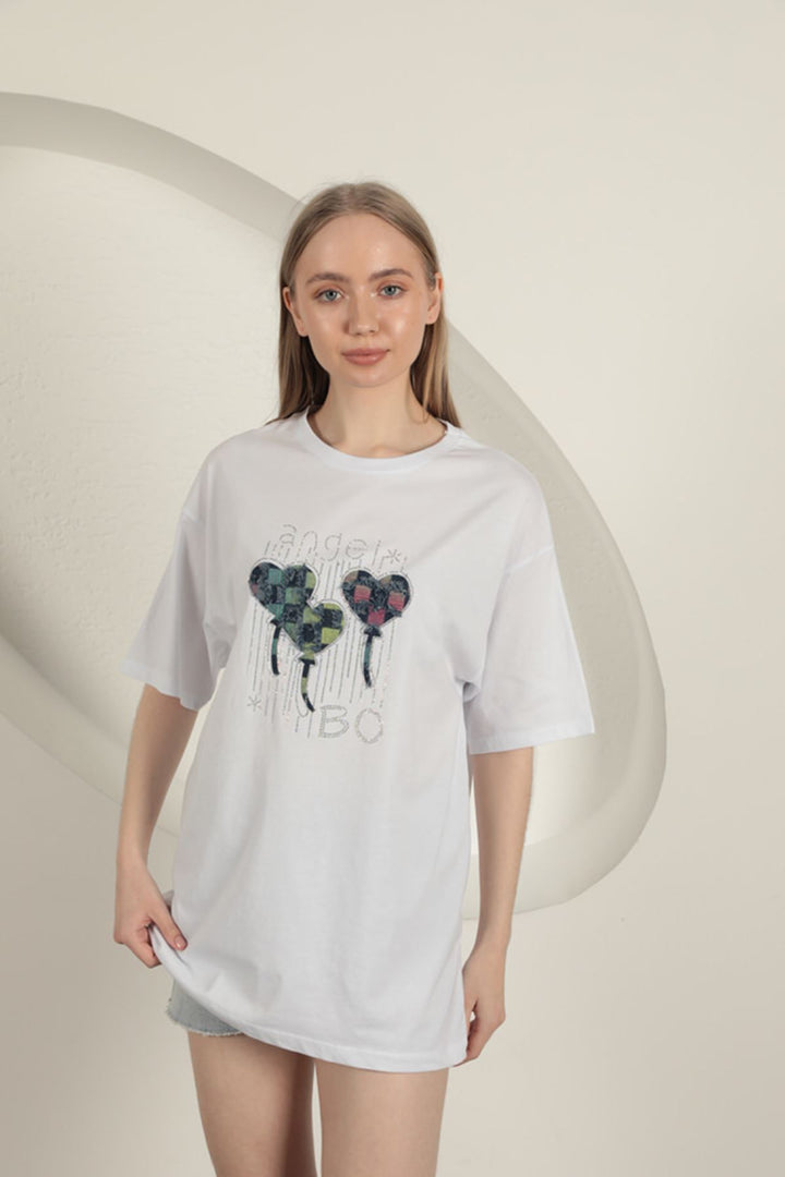 KKT Stone Printed Women's T-Shirt-White - Schorndorf