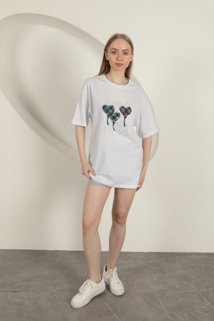 KKT Stone Printed Women's T-Shirt-White - Schorndorf