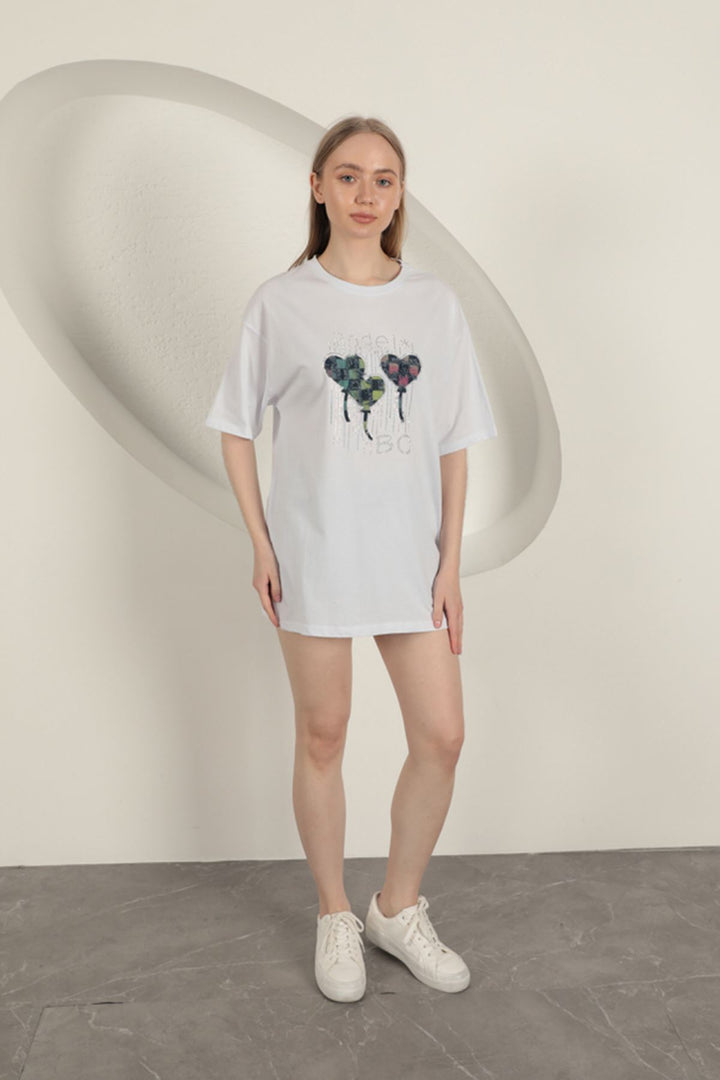 KKT Stone Printed Women's T-Shirt-White - Schorndorf