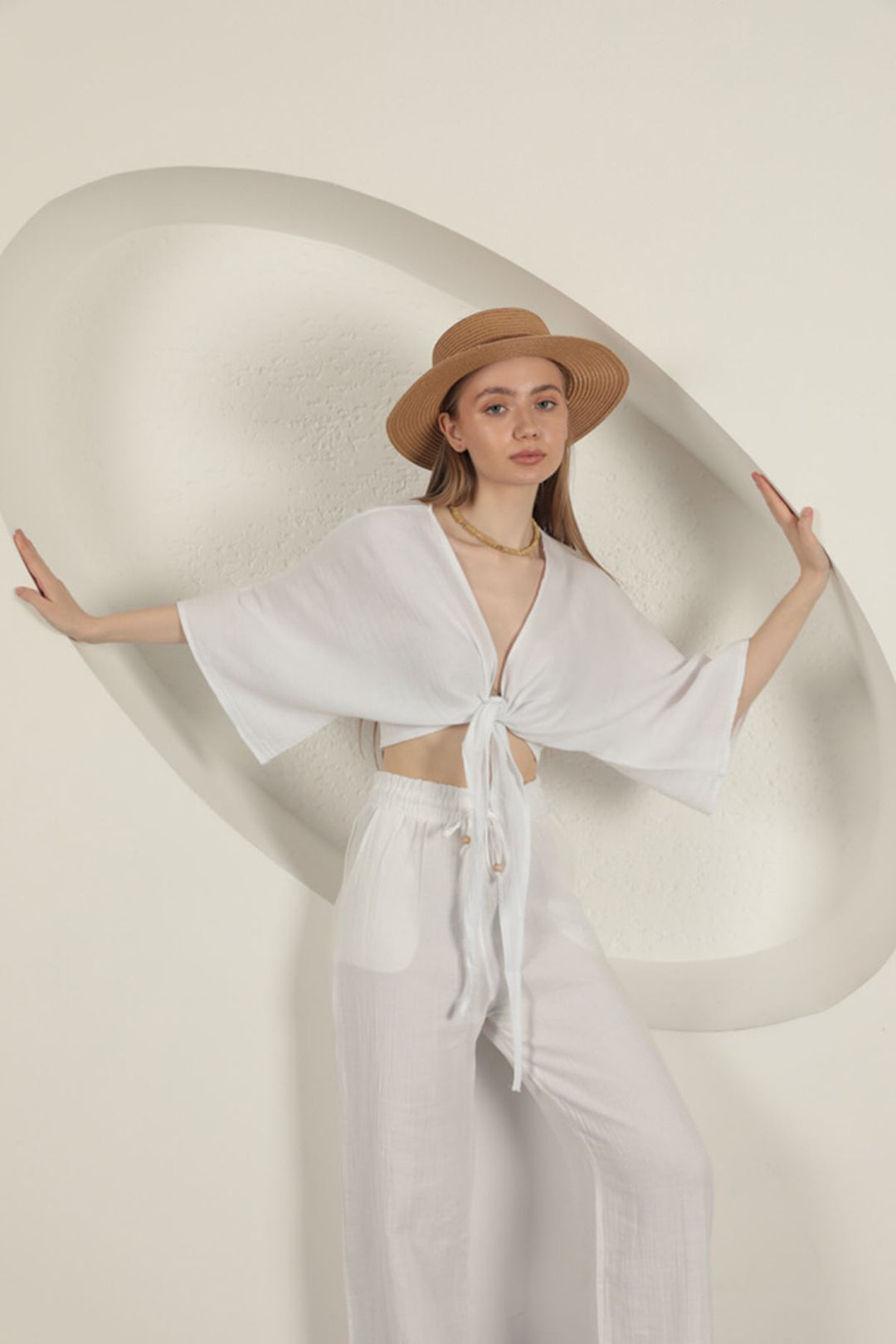KKT Müslin Kumaş Kimono-Beyaz - Whitney