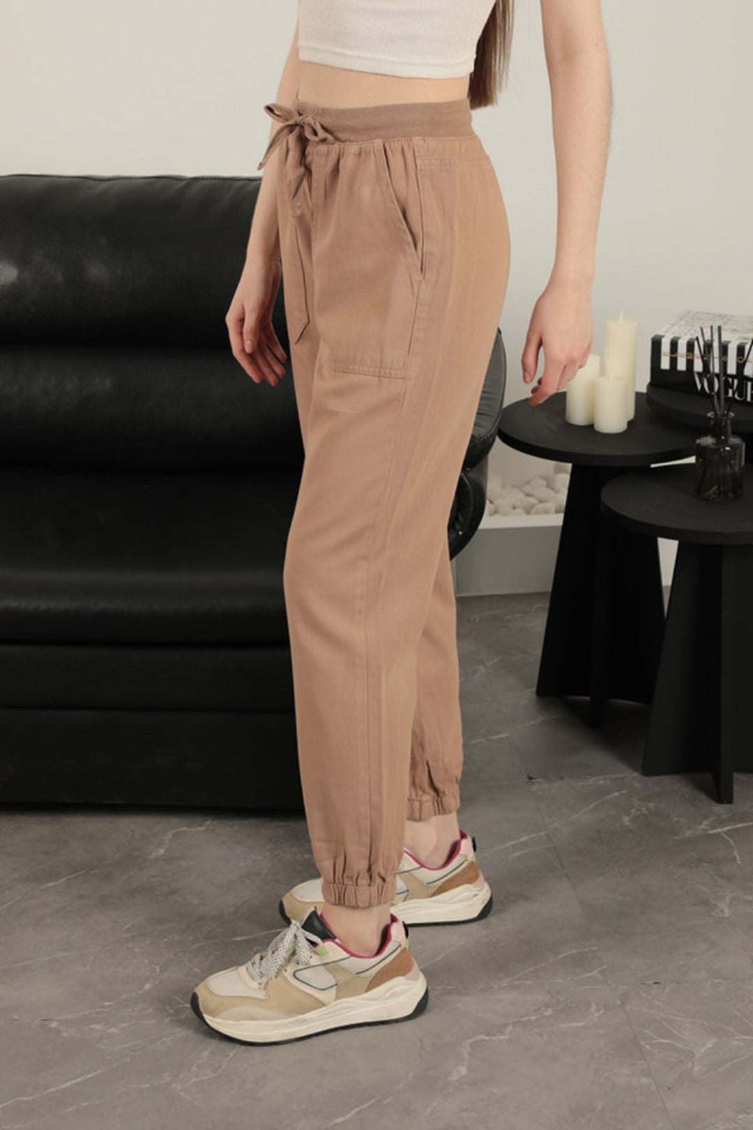 KKT Elastic Leg Women's Trousers-Camel - Worthing