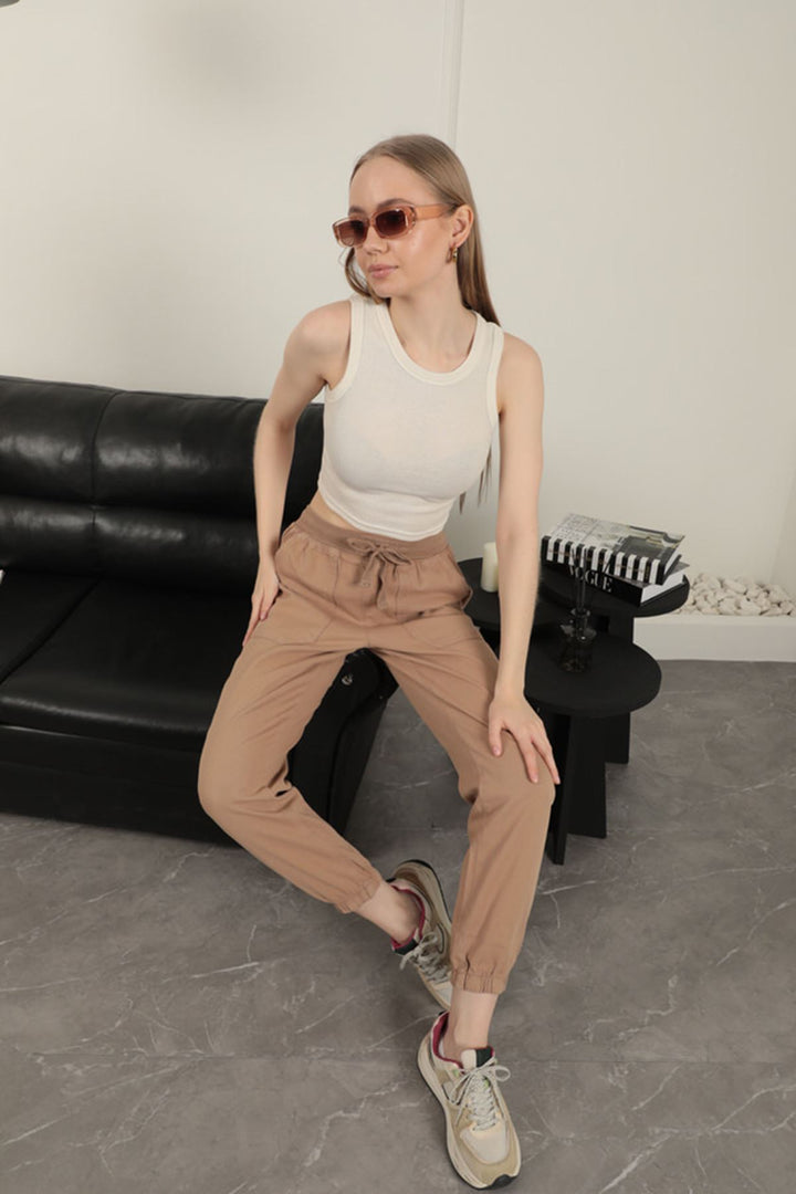 KKT Elastic Leg Women's Trousers-Camel - Worthing