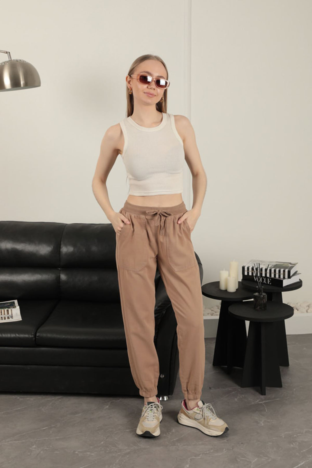 KKT Elastic Leg Women's Trousers-Camel - Worthing