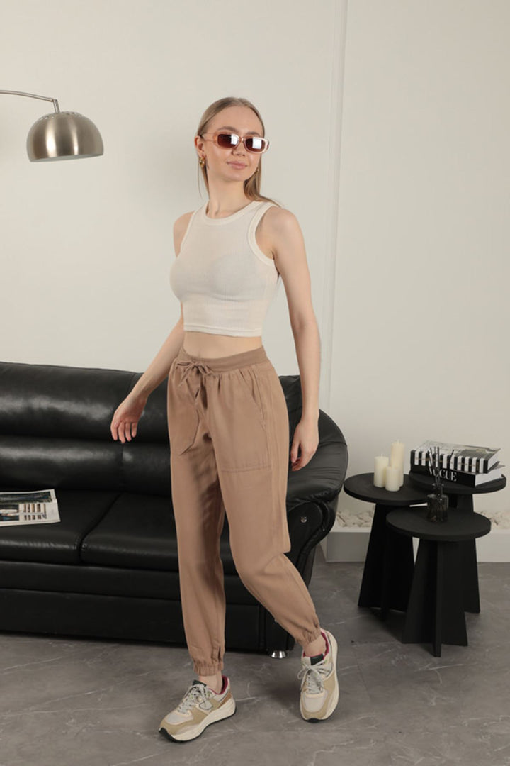 KKT Elastic Leg Women's Trousers-Camel - Worthing