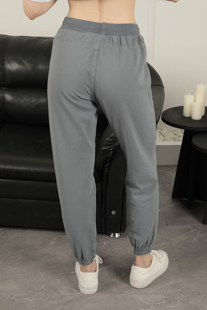 KKT Women's Elastic Leg Trousers-Grey - Saarlouis