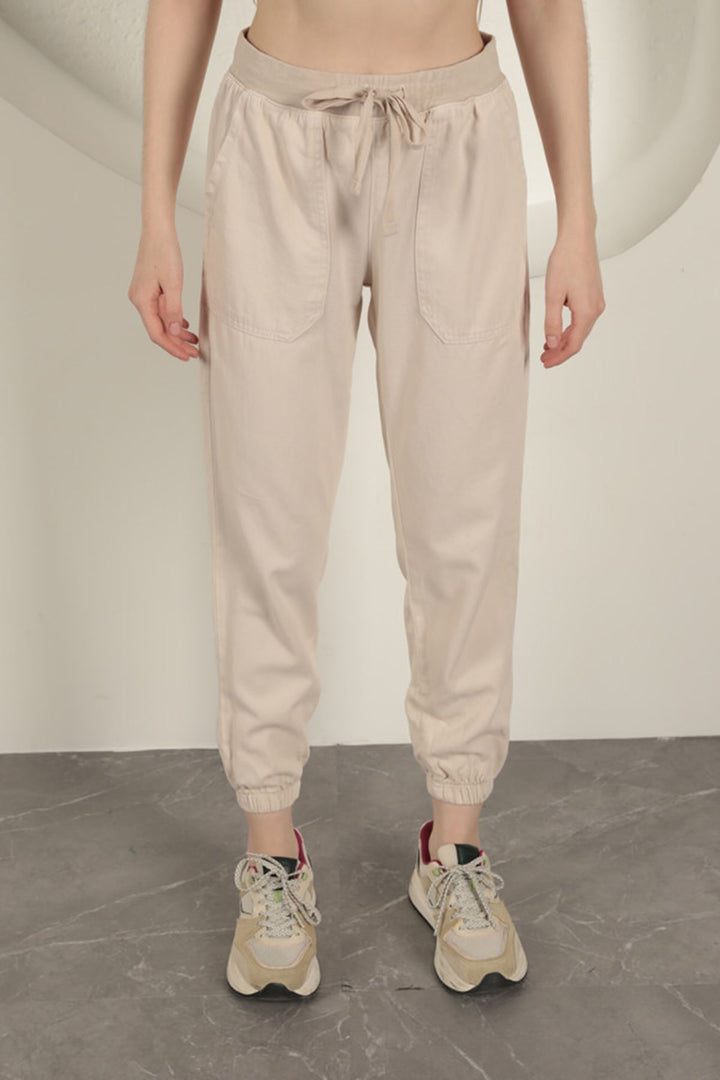 KKT Women's Trousers with Elastic Legs-Stone - Estero