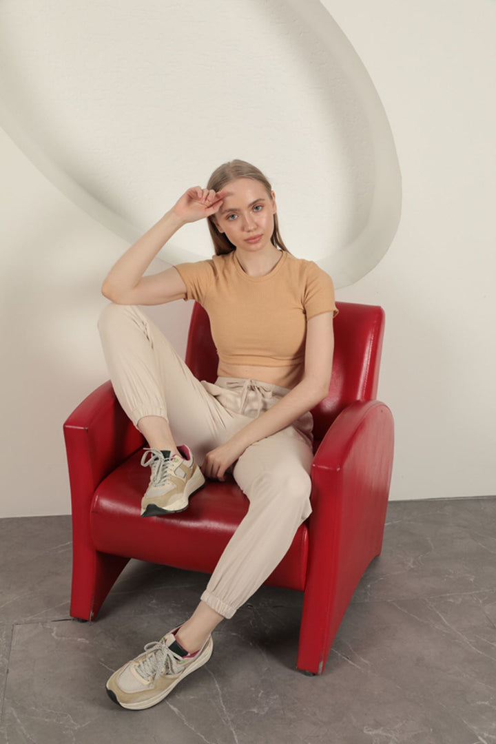 KKT Women's Trousers with Elastic Legs-Stone - Estero