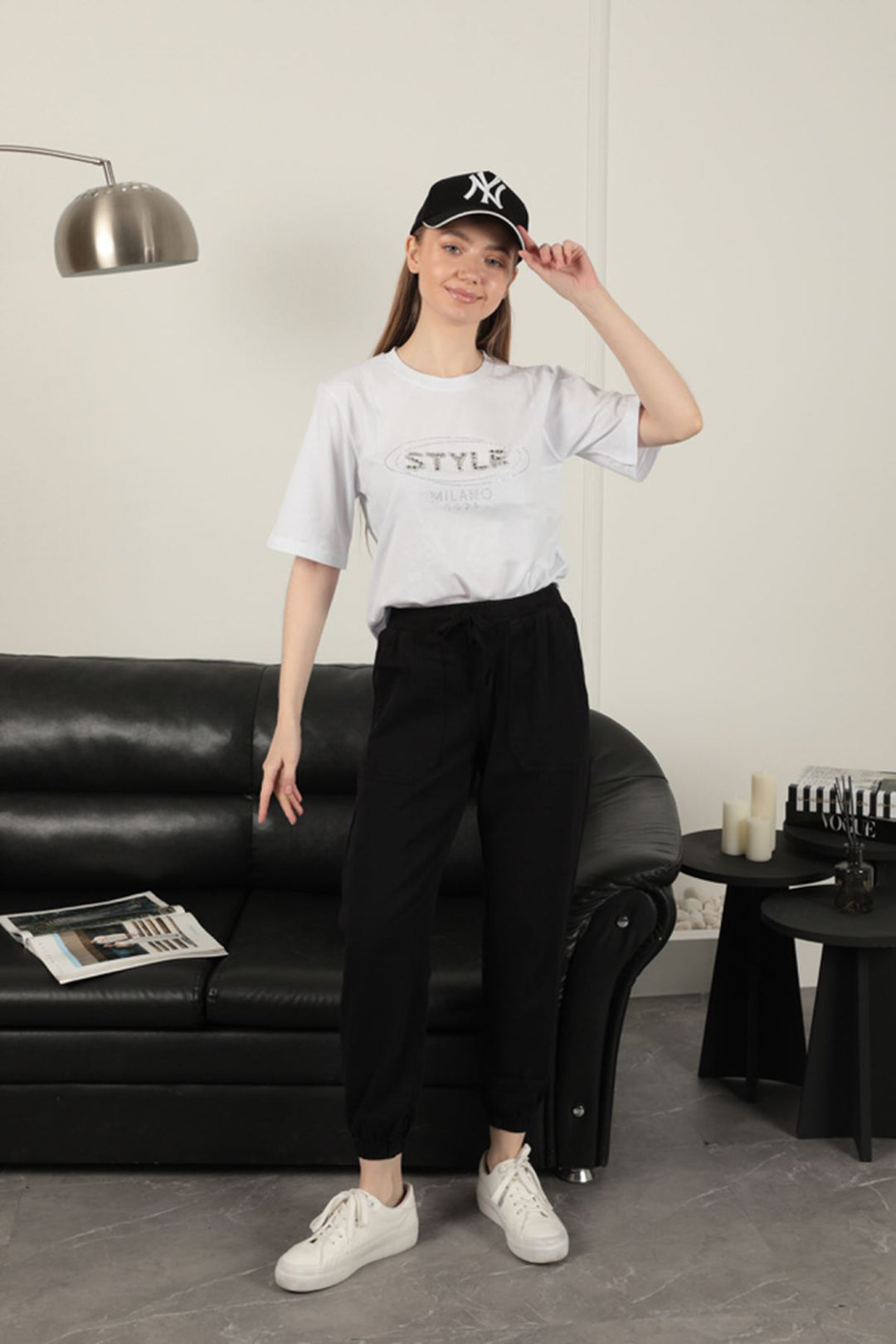 KKT Women's Elastic Leg Trousers-Black - Poinciana